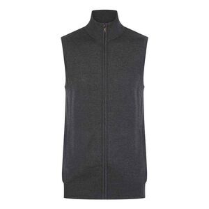 Henbury Mens Plain Full Zip Sleeveless Vest / Grey Marl